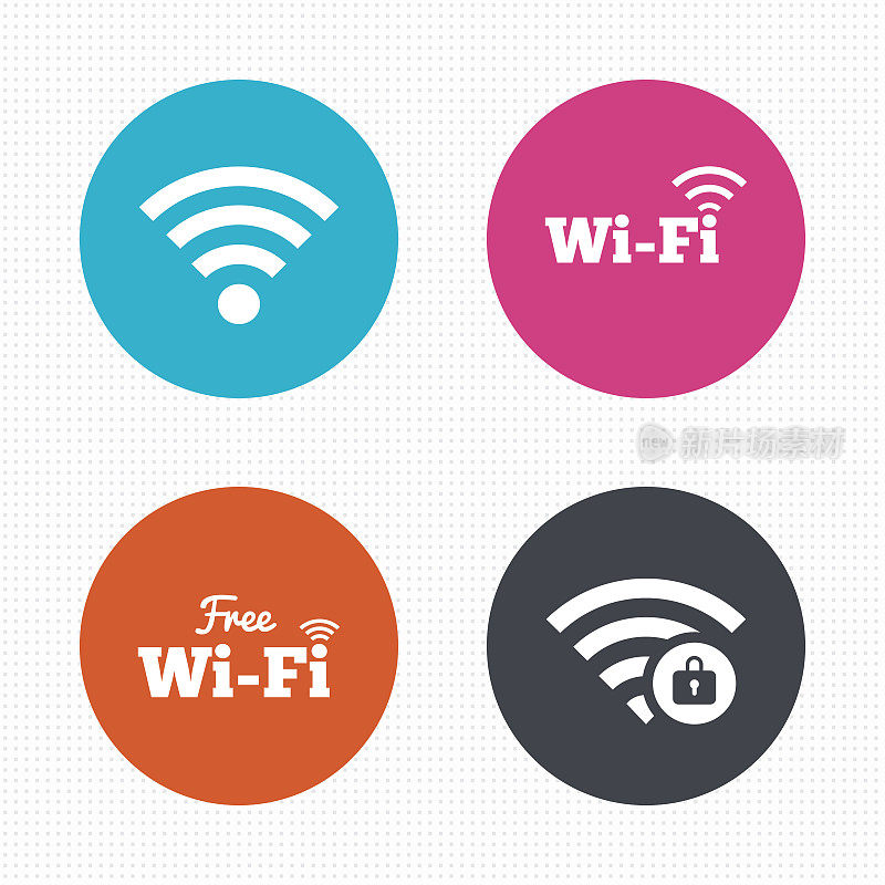 Wifi无线网络图标。wi - fi带锁